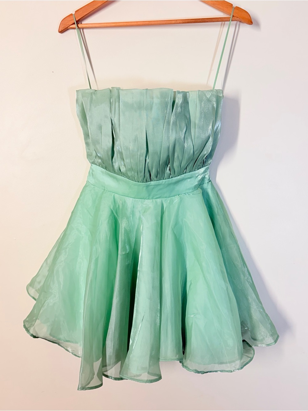 Mable Mint Green Shimmer Strapless Fit & Flare Mini Dress